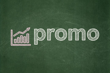 Obraz premium Marketing concept: Growth Graph and Promo on chalkboard