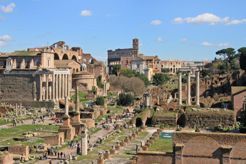 Fototapeta na wymiar Ancient Forum in Rome Italy.