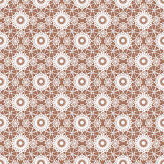 White lace floral seamless pattern on brown