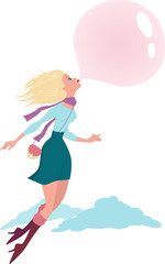 Obraz na płótnie Canvas Girl with a bubble gum