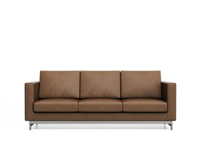 Fototapeta premium Isolated minimal brown leather sofa