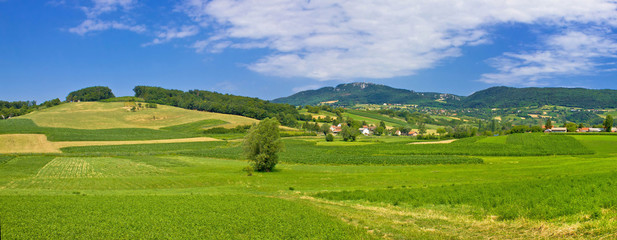 Fototapeta na wymiar Green hills nature panoramic view