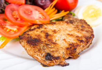 Grilled beef steak with salad