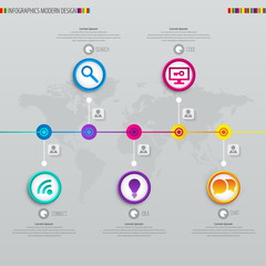 Digital illustration Infographic timeline report template. Vecto