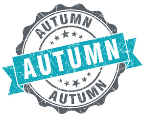 Autumn blue grunge retro style isolated seal
