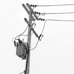 Black and white, Transformer on electric post