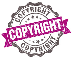 Copyright violet grunge retro style isolated seal