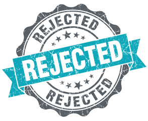 Rejected turquoise grunge retro style isolated seal