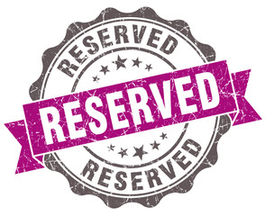 Reserved violet grunge retro style isolated seal