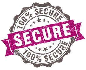Secure violet grunge retro style isolated seal