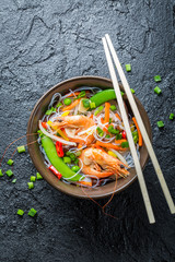 Chinese mix vegetables and rice noodles