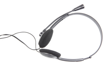 black headphone isolated.