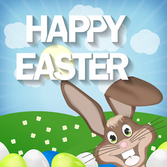 Obraz na płótnie Canvas Happy Easter with Easter Bunny