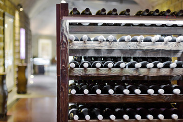 Wine cellar full of wine bottles