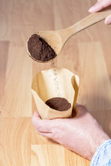 Coffe filter and fresh grounds