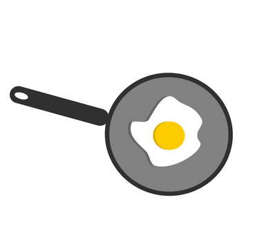 flat design of egg in frying pan