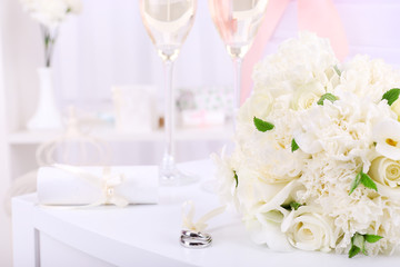 Beautiful wedding still life with  bouquet