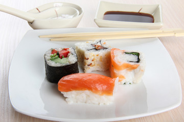 Japanese roll and sushi