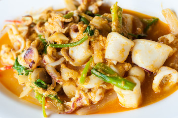 Squid crab in yellow curry