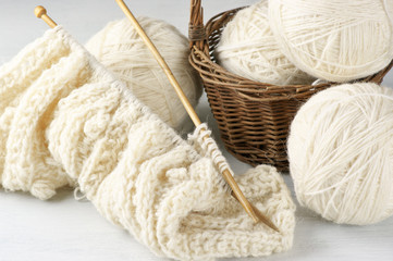 Fototapeta na wymiar Knitting and yarn