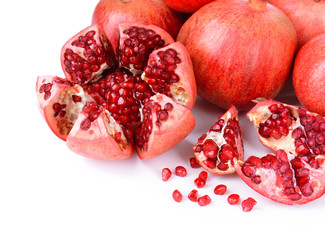 Ripe pomegranates isolated on white
