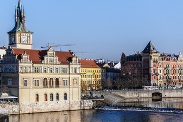View to the Prague Old Town (Smetanovo Nabrezi)