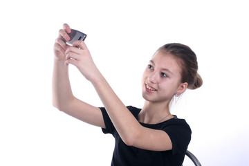 teenage girl photographed phone