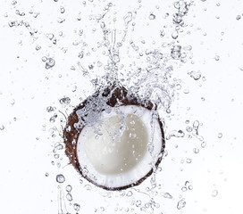 Coconuts with water splash