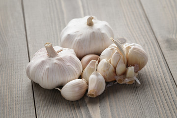 garlic on wood table