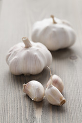 garlic on wood table