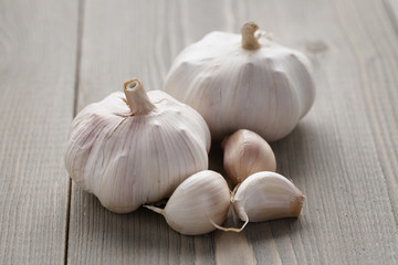 garlic on wood table