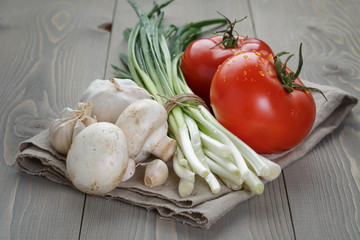 fresh vegetables on napkin