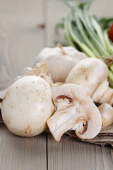 fresh vegetables on napkin