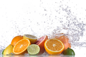 Fruit with water splash