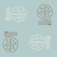 seamless background: brain, usb, plug