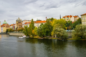 View on embankment in Prague