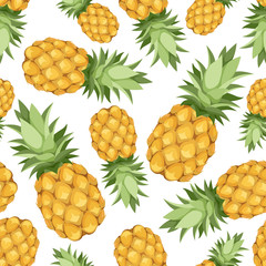 Seamless background with pineapples. Vector illustration.