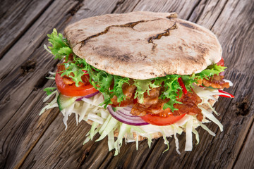 pita bread and kebab meat