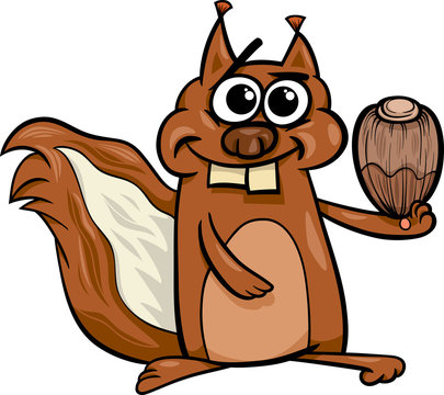 squirrel with nut cartoon illustration