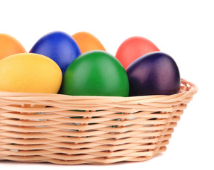 Easter eggs and basket isolated.