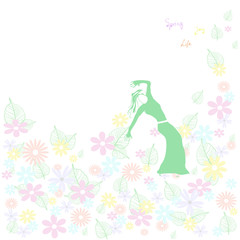 Frühlingstanz - schlanke Frau tanzt auf Blumen