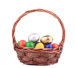 Easter eggs in basket.