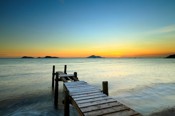 Wooden jetty with seascape