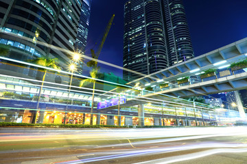 Fototapeta na wymiar Fast moving traffic trail in Hong Kong