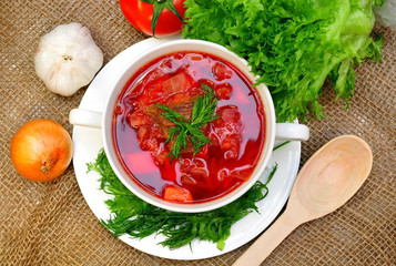 Traditional Russian-Ukrainian borscht soup