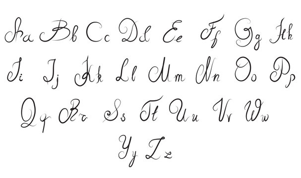Vector hand drawn calligraphic alphabet
