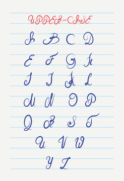 Vector hand drawn uppercase calligraphic alphabet