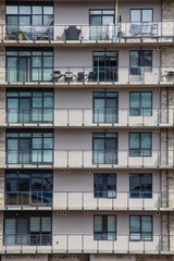 Old Pink Apartment Building with Iron Balconies