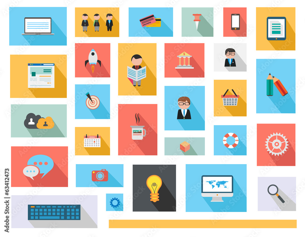 Poster flat style ui icons to use for your business project
