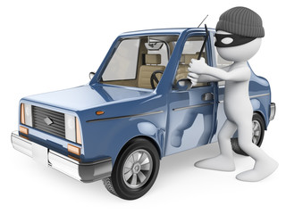 3D white people. Car thief